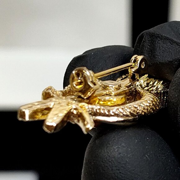 Owl Brooch Cabochon Stone Belly & Eyes Vintage Gold-Tone Grannycore Jewelry EUC - Picture 5 of 7